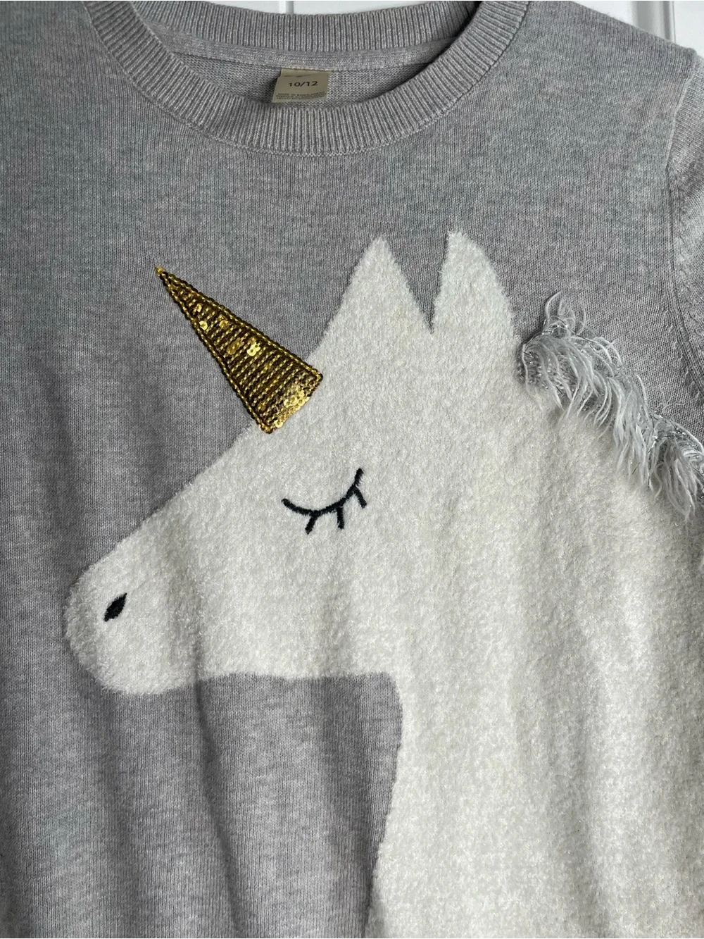 OshKosh B'gosh Gray and White Unicorn Crewneck with Gold Horn